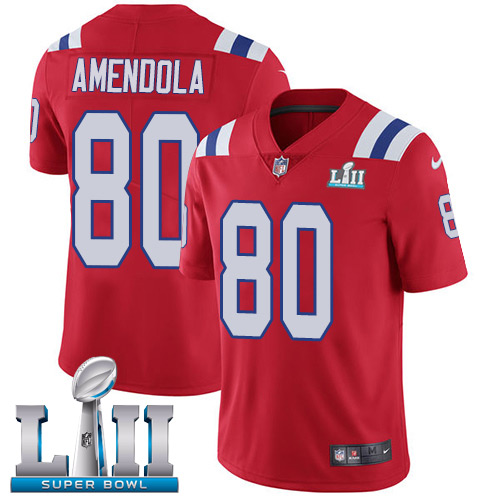Nike Patriots #80 Danny Amendola Red Alternate Super Bowl LII Youth Stitched NFL Vapor Untouchable Limited Jersey - Click Image to Close